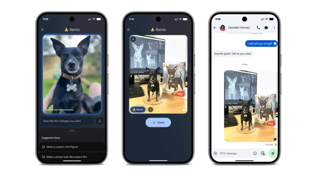 Pixel Drop Google : remix de photos dans Messages, protection contre les arnaques et thèmes "Wicked"